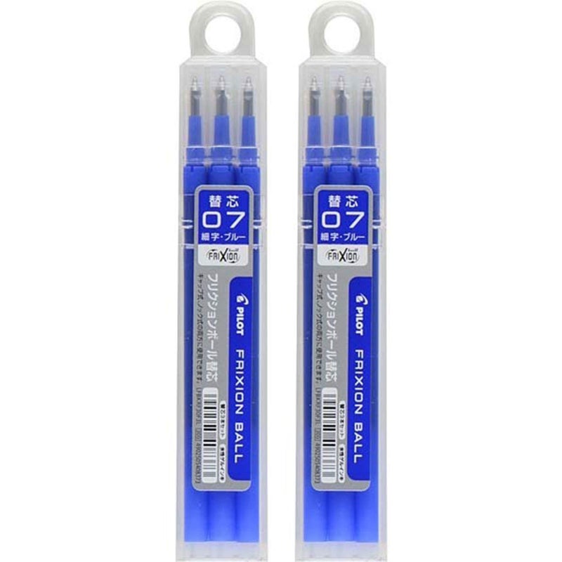 Pilot FriXion Gel Ink Pen Refill, 0.7mm Blue Ink, 2 pack Value Set (total 6 refill) - Image 1